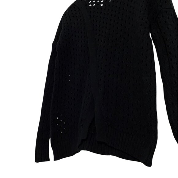 NWT Colour Works Fishnet Sweater XS Black Open Weave Cutout Cotton Knit Pullover - Picture 9 of 15